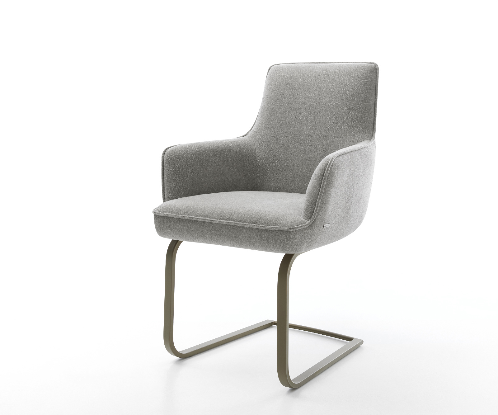 Étkezőszék Heira-Flex kárpitozott karfás strukturált szövet puha szürke konzolos lapos láb titán színű hatású zsákrugós matrac