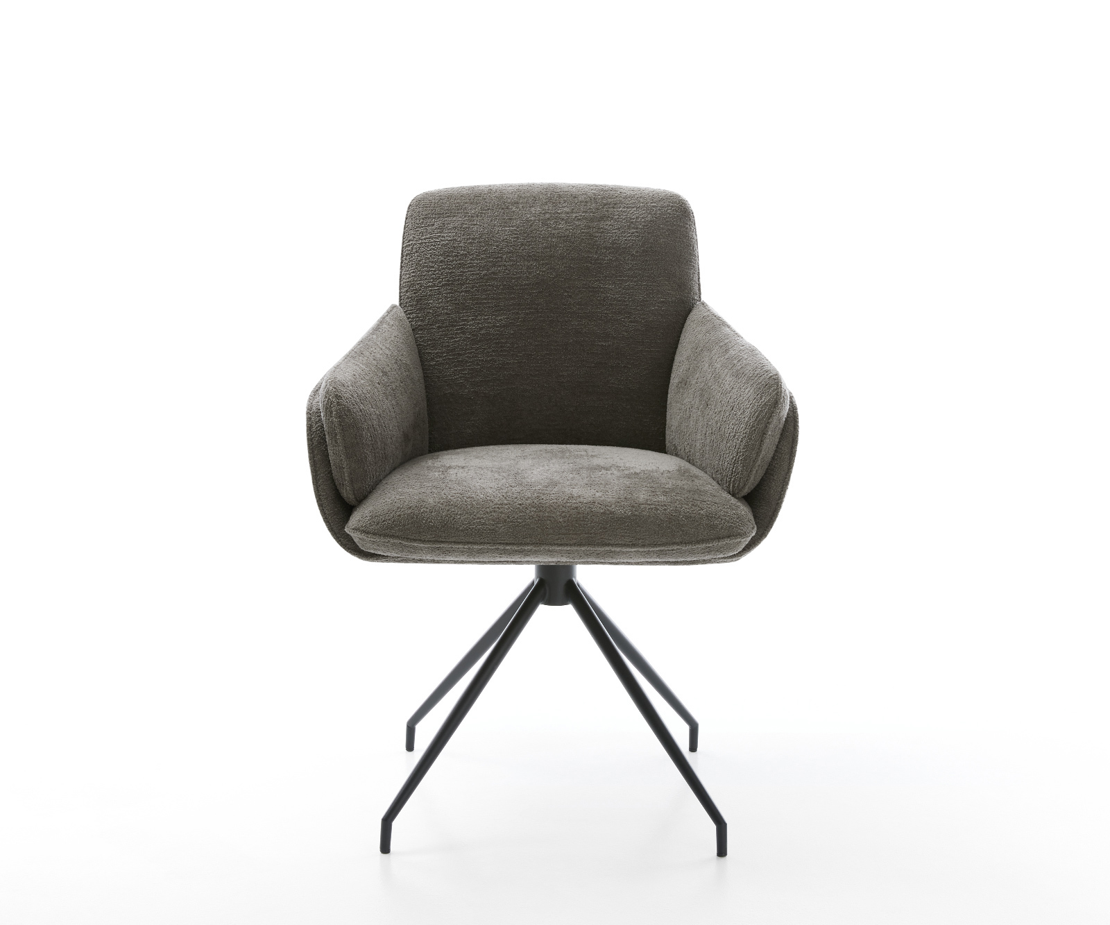 Étkezőszék Luan-Flex karfás bouclé puha sötét bézs kereszt láb kúpos fekete - Image 2