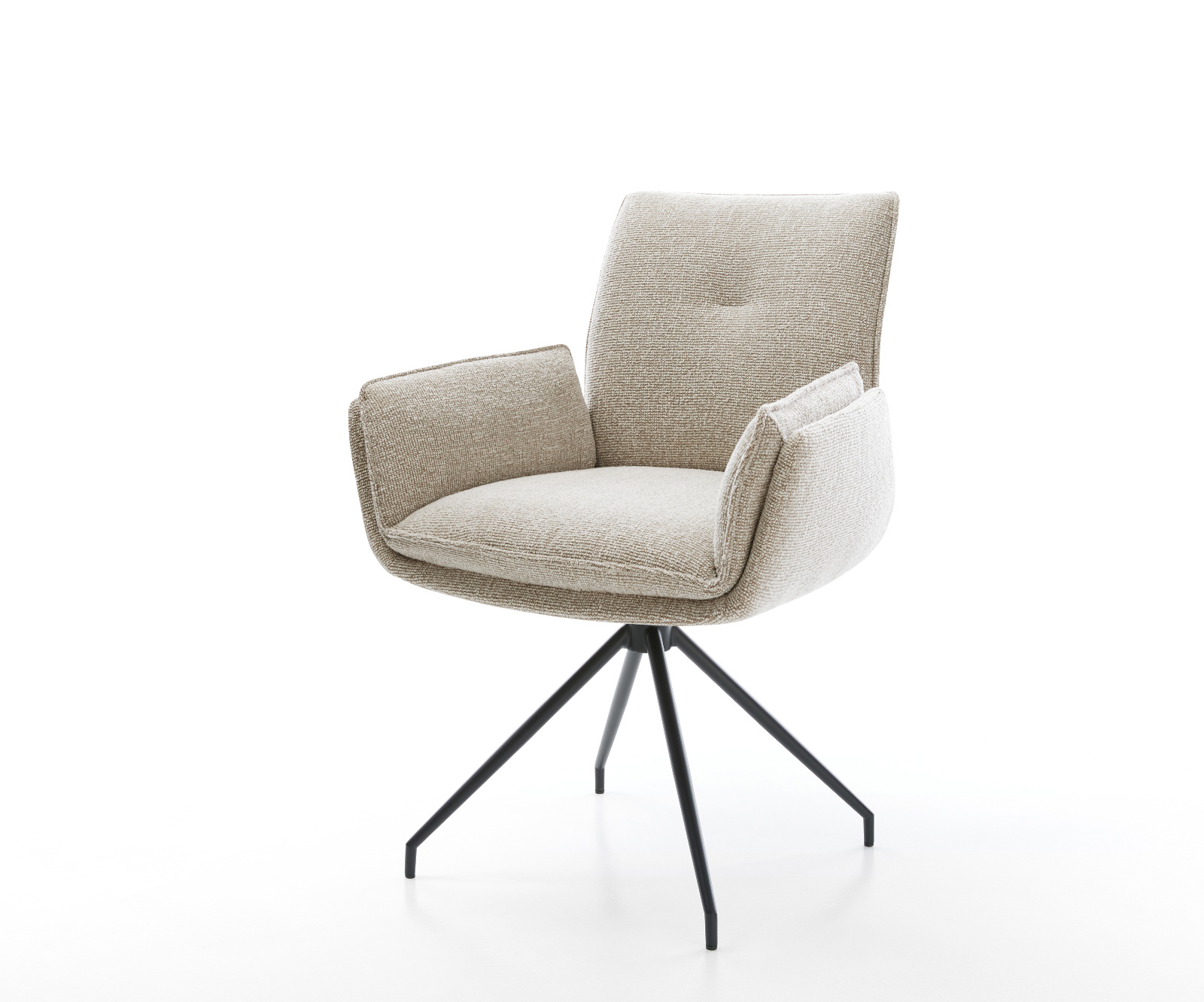 Étkezőszék Nela-Flex szövött szövet puha bézs kereszt láb kúpos fekete