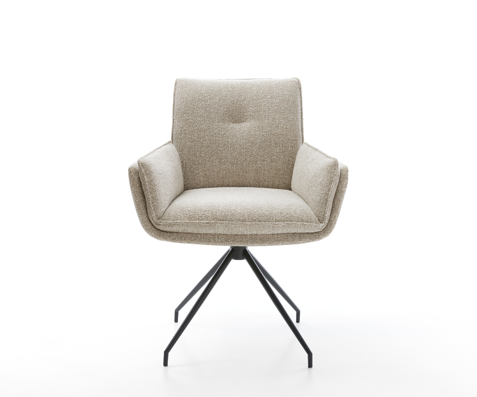 Étkezőszék Nela-Flex szövött szövet puha bézs kereszt láb kúpos fekete - Image 2