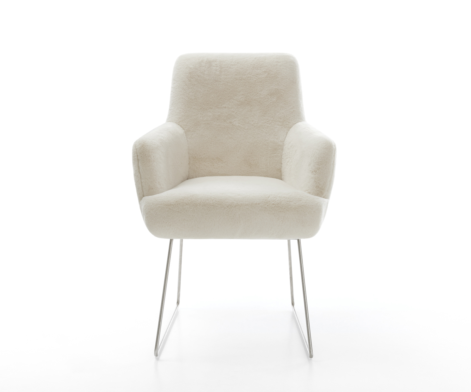 Étkezőszék Heira-Flex karfás plüss krémfehér vékony láb rozsdamentes acél zsákrugós - Image 2