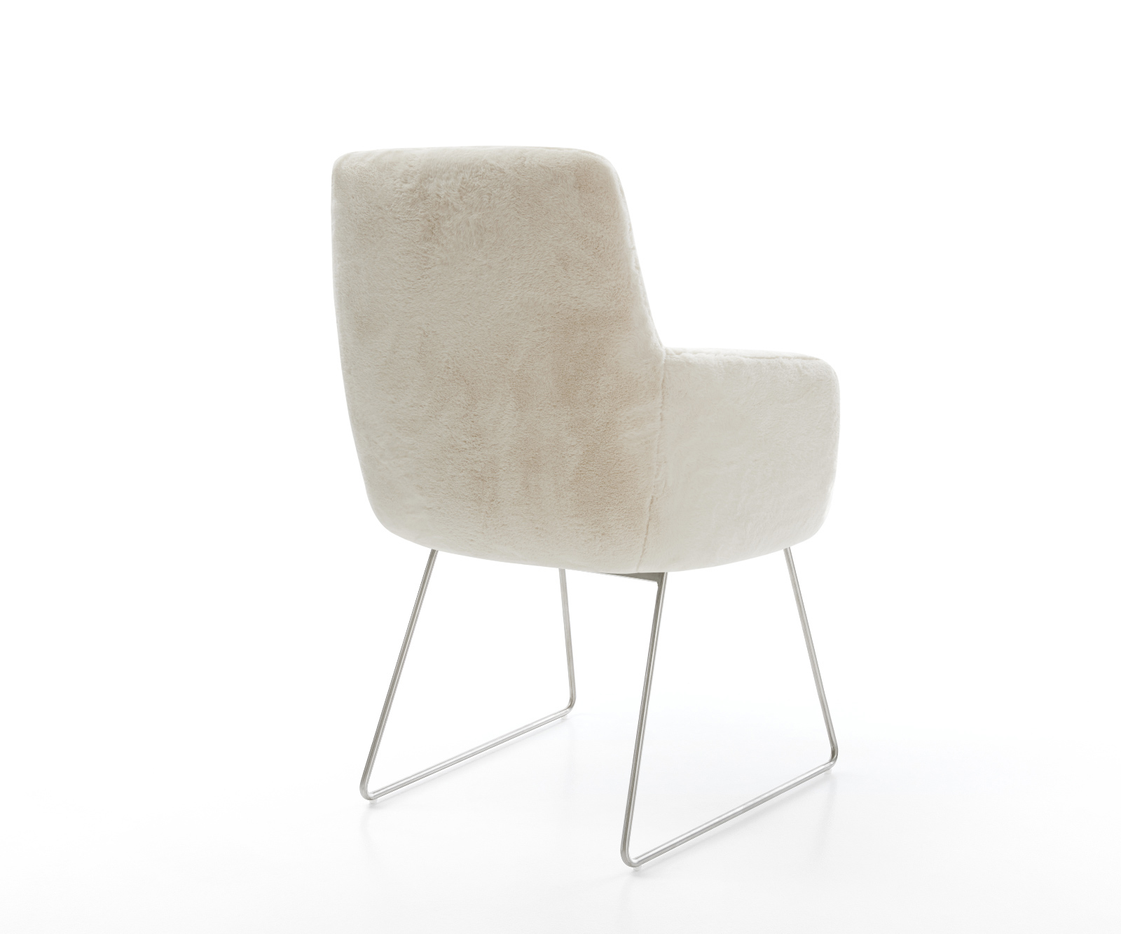 Étkezőszék Heira-Flex karfás plüss krémfehér vékony láb rozsdamentes acél zsákrugós - Image 5