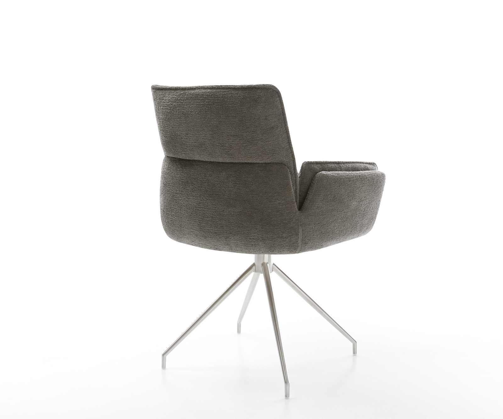 Étkezőszék Nela-Flex bouclé puha sötét bézs kereszt láb kúpos rozsdamentes acél - Image 5