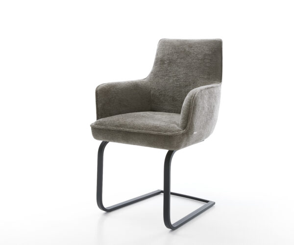 Étkezőszék Heira-Flex karfás bouclé puha sötét bézs lapos fekete zsákrugós étkezőszék