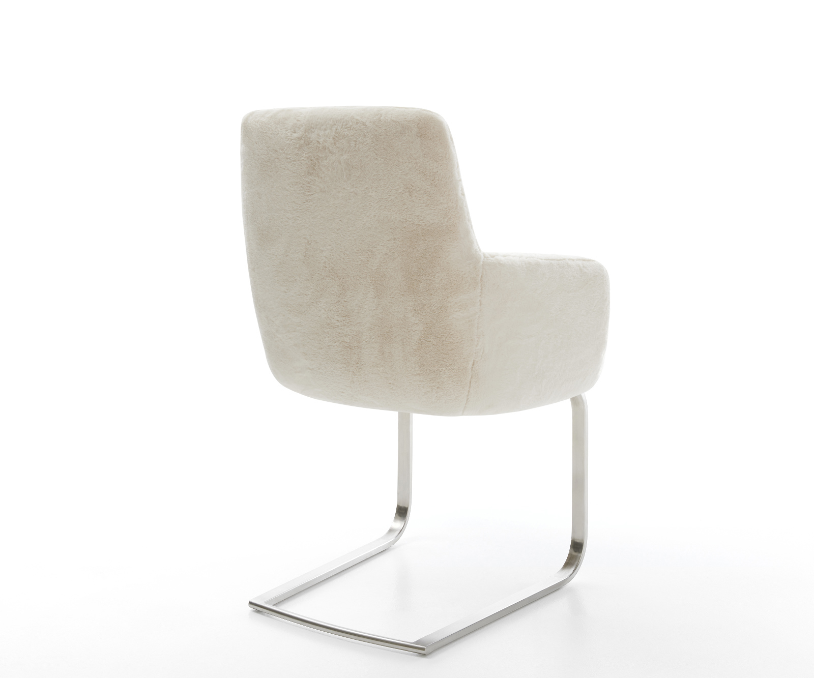 Étkezőszék Heira-Flex kárpitozott karfás plüss krémfehér konzolos lapos rozsdamentes acél zsákrugós - Image 5