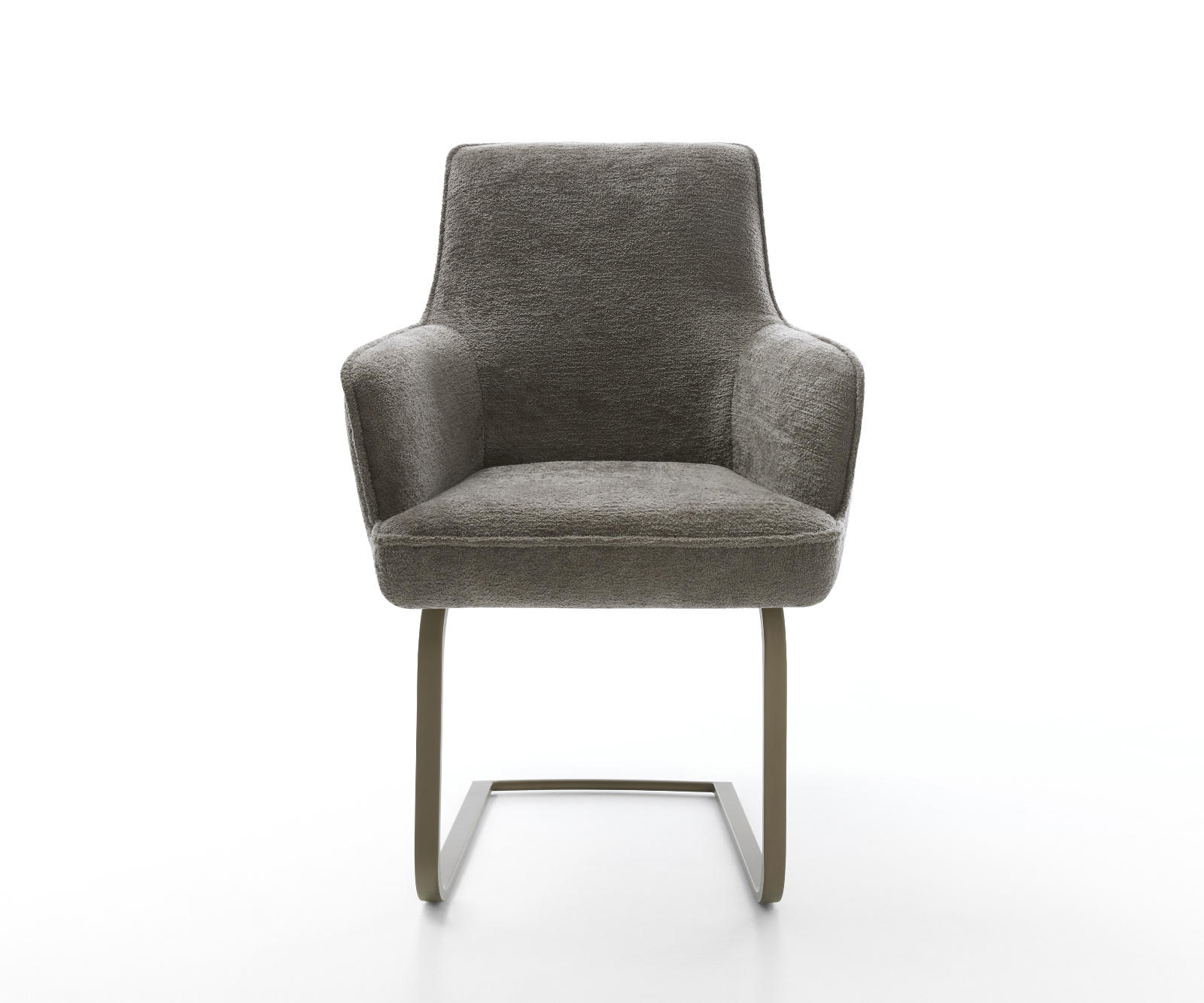 Étkezőszék Heira-Flex karfás bouclé puha sötét bézs étkezőszék lapos titánszínű hatású zsákrugós - Image 2