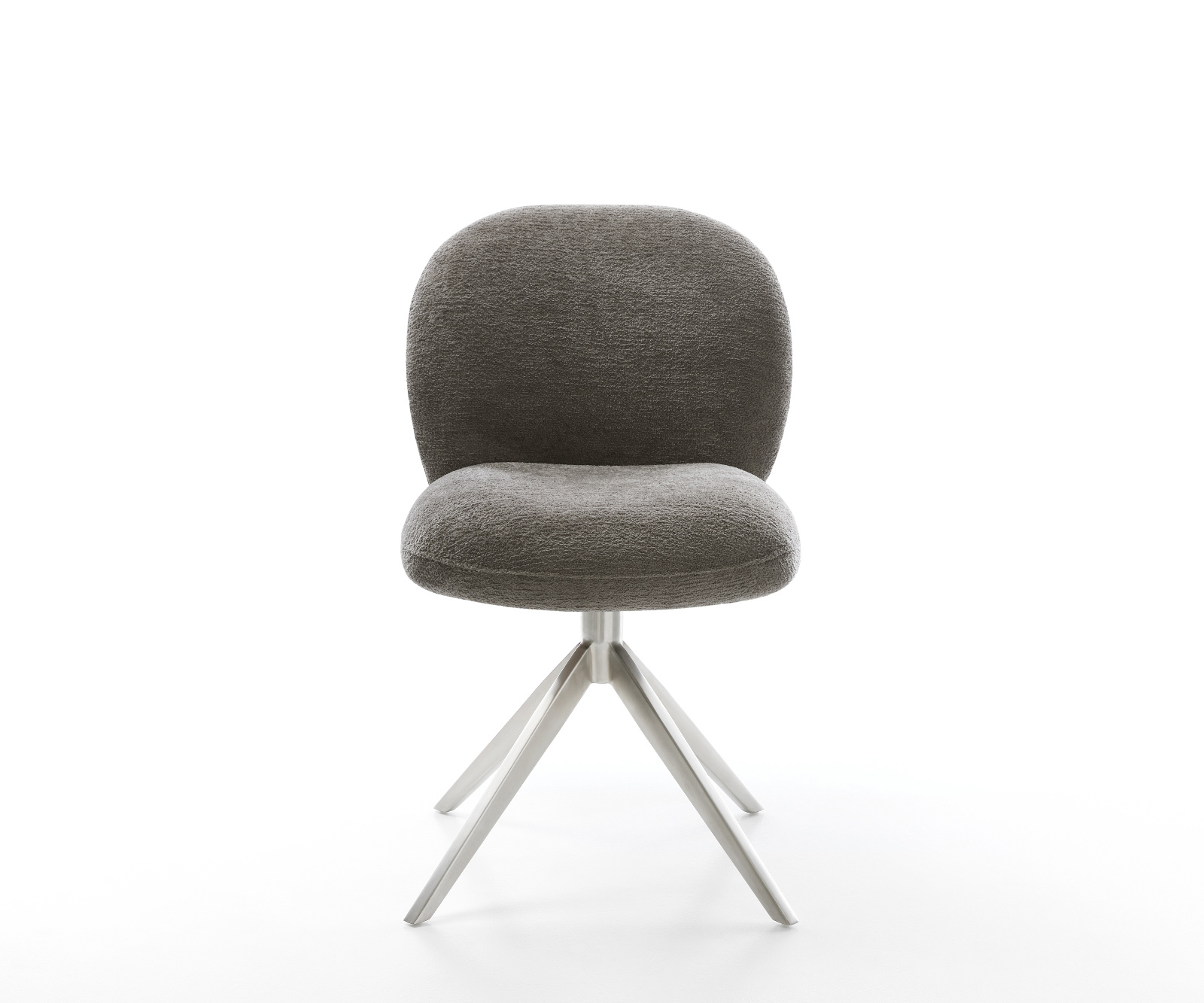 Étkezőszék Nube-Flex bouclé puha sötét bézs kereszt láb széles rozsdamentes acél 360° forgatható billenő zsákrugós matrac - Image 2