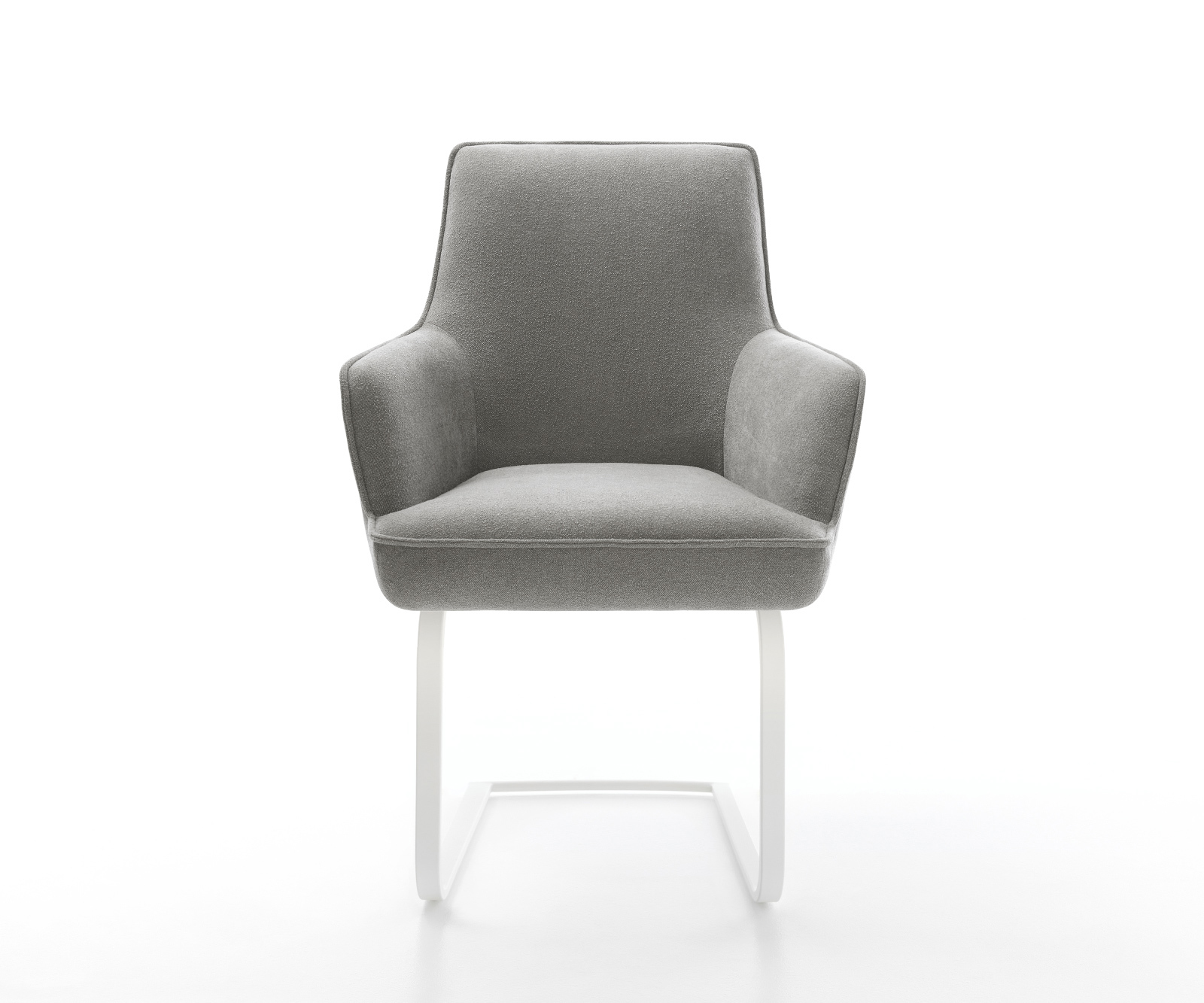 Étkezőszék Heira-Flex kárpitozott karfás strukturált szövet puha szürke konzolos lapos fehér zsákrugós - Image 2