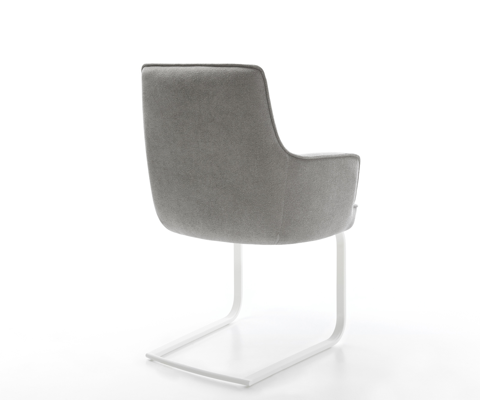 Étkezőszék Heira-Flex kárpitozott karfás strukturált szövet puha szürke konzolos lapos fehér zsákrugós - Image 5