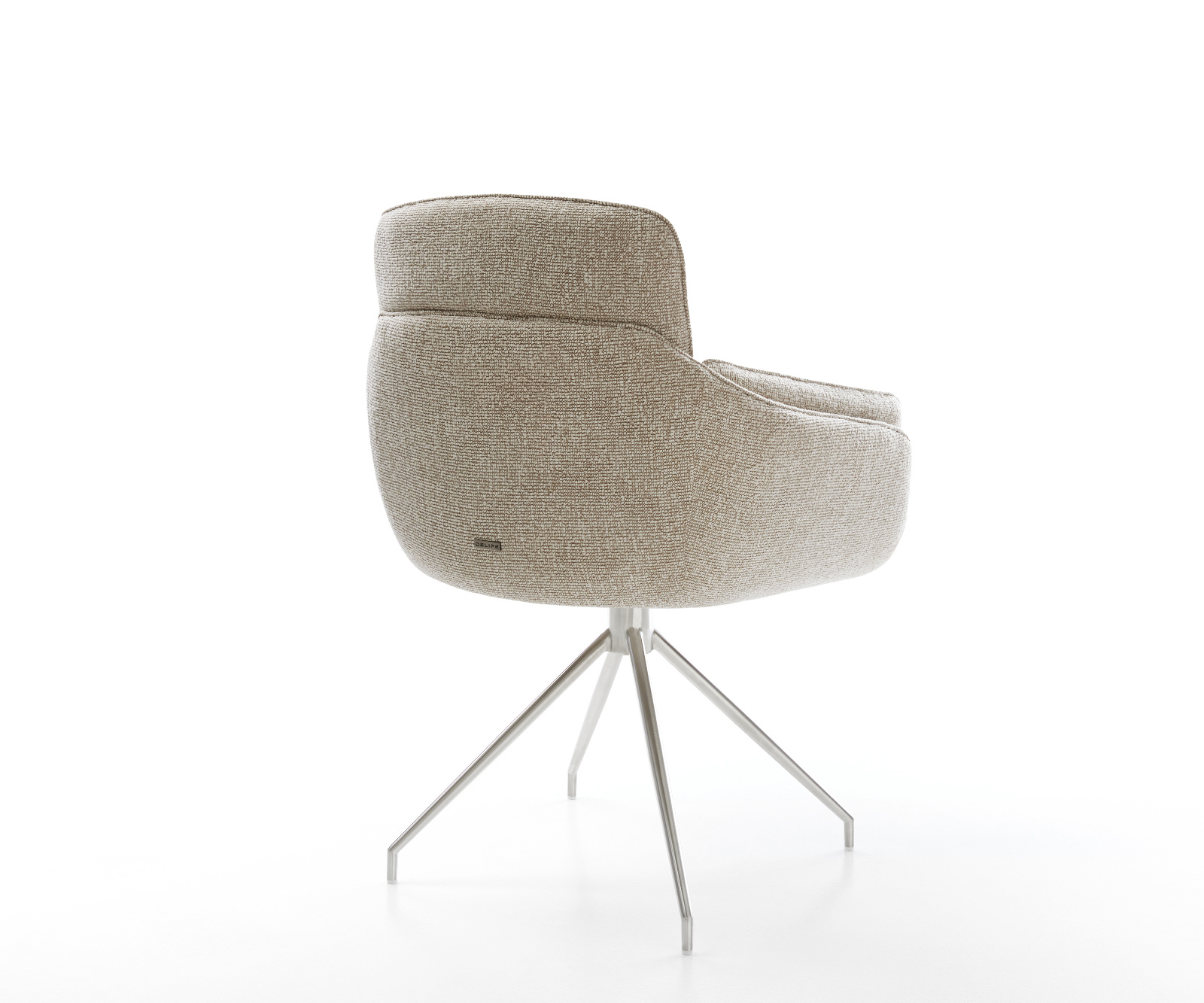 Étkezőszék Luan-Flex karfás szövettel puha bézs kereszt láb kúpos rozsdamentes acél - Image 5