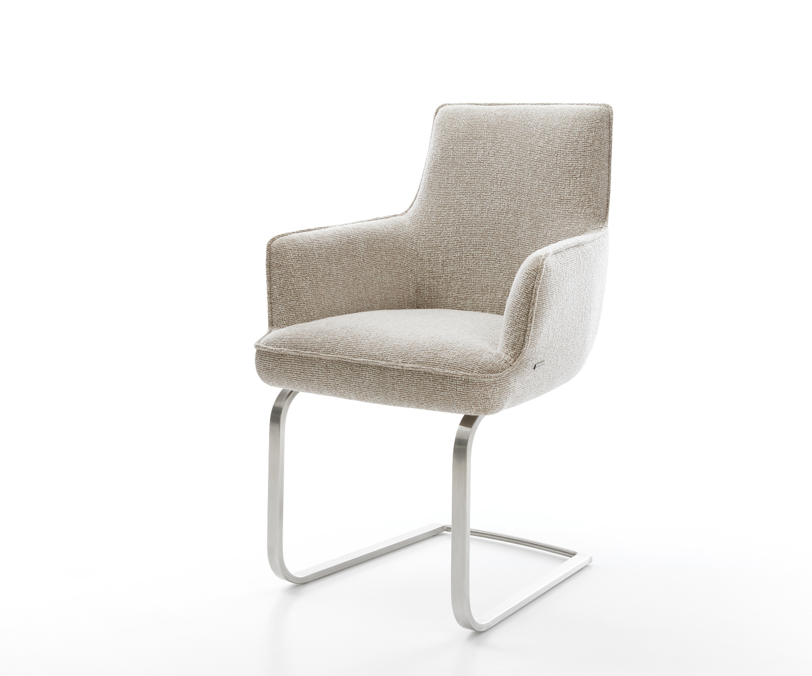 Étkezőszék Heira-Flex kárpitozott karfás szövött szövet puha bézs konzolos lapos rozsdamentes acél zsákrugós