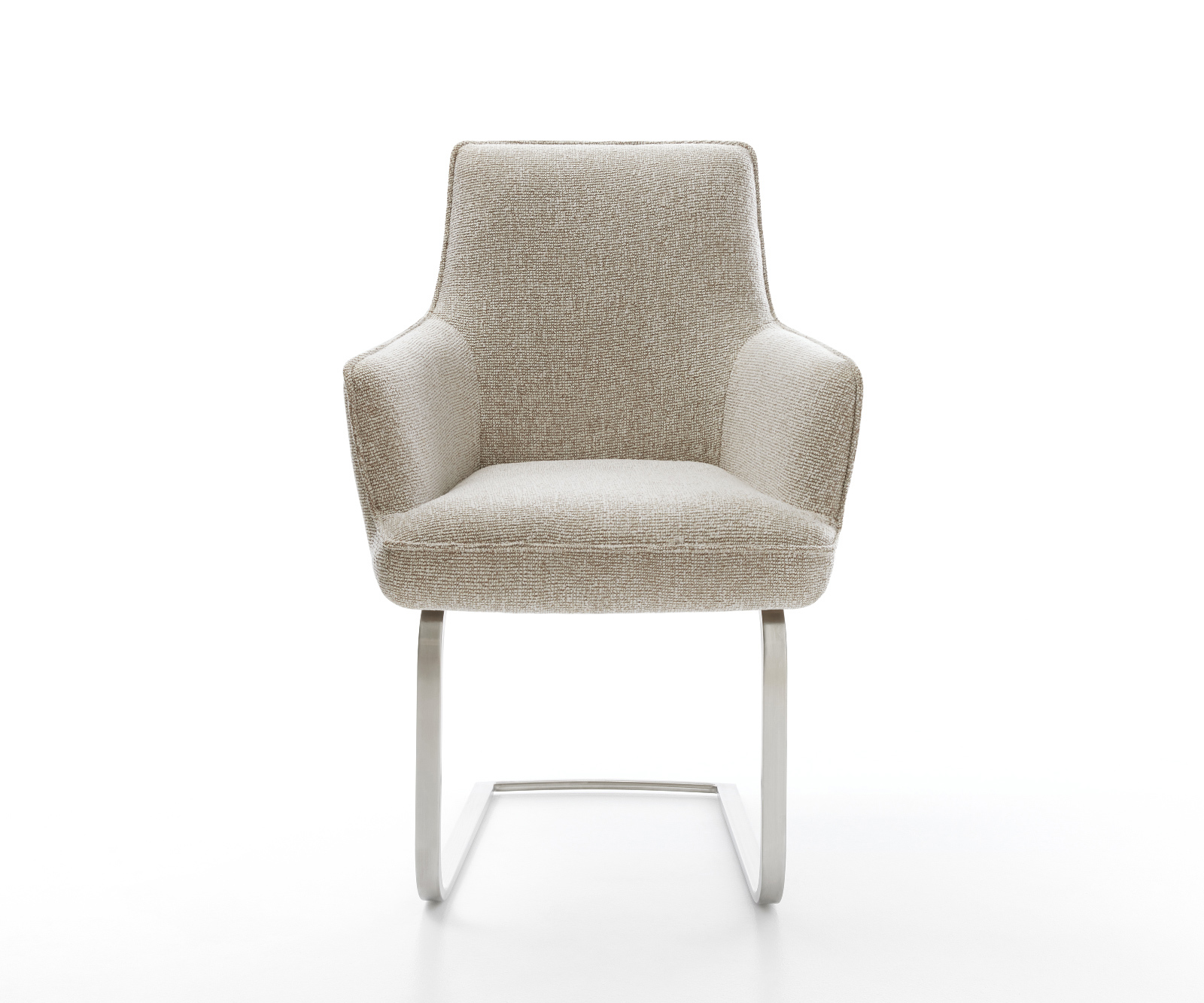 Étkezőszék Heira-Flex kárpitozott karfás szövött szövet puha bézs konzolos lapos rozsdamentes acél zsákrugós - Image 2