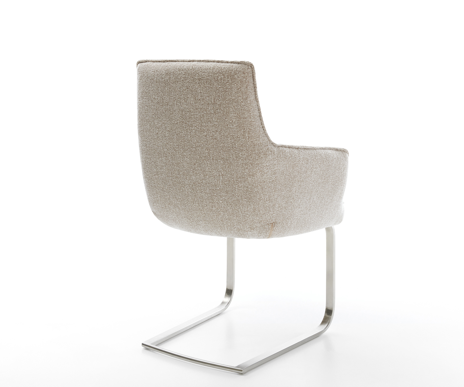 Étkezőszék Heira-Flex kárpitozott karfás szövött szövet puha bézs konzolos lapos rozsdamentes acél zsákrugós - Image 5