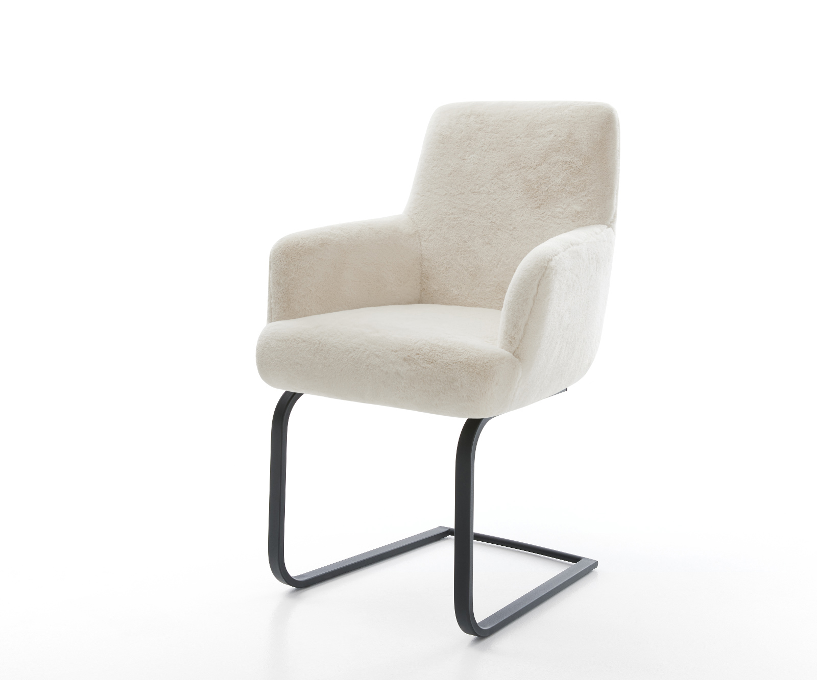 Étkezőszék Heira-Flex karfás plüss krémfehér lapos fekete zsákrugós étkezőszék