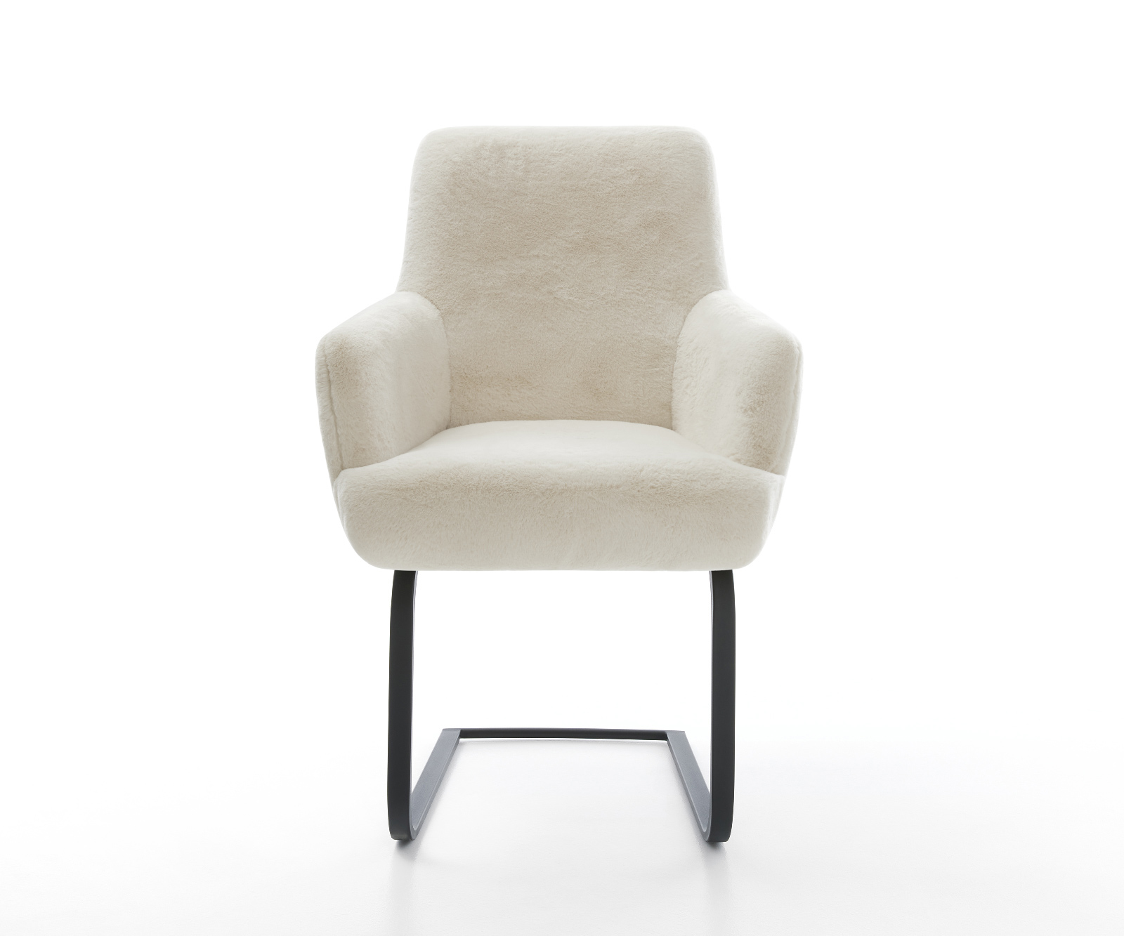 Étkezőszék Heira-Flex karfás plüss krémfehér lapos fekete zsákrugós étkezőszék - Image 2