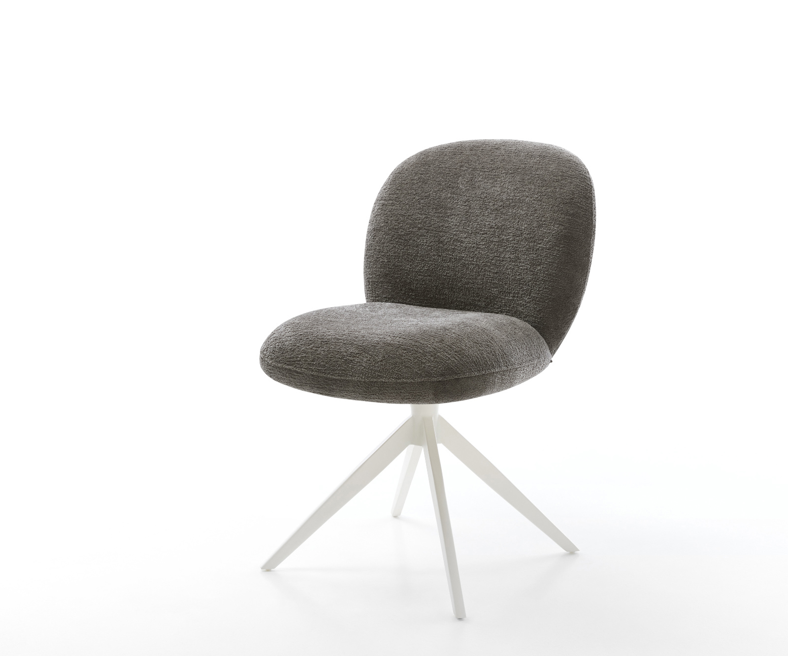 Étkezőszék Nube-Flex bouclé puha sötét bézs kereszt láb széles fehér 360° forgatható billenő zsákrugós matrac