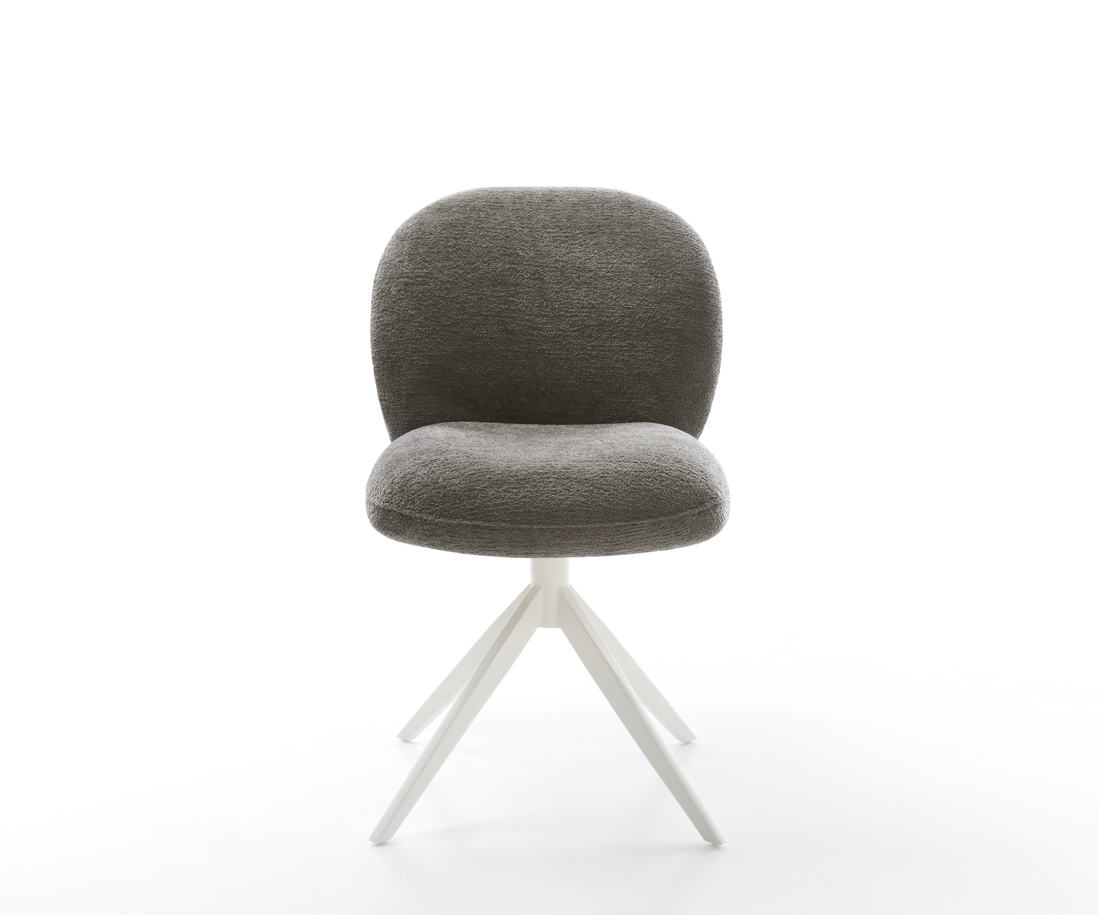 Étkezőszék Nube-Flex bouclé puha sötét bézs kereszt láb széles fehér 360° forgatható billenő zsákrugós matrac - Image 2