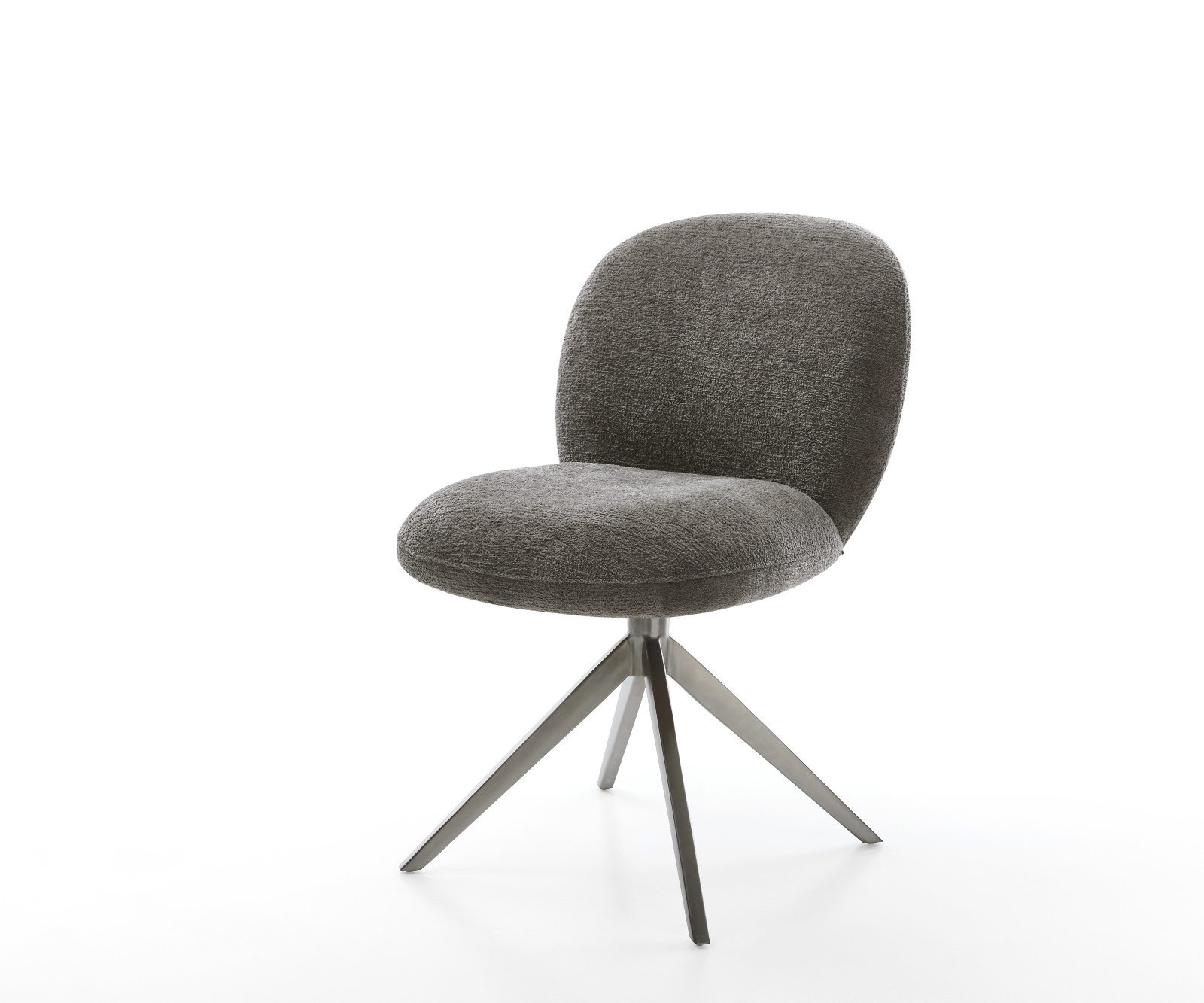 Étkezőszék Nube-Flex bouclé puha sötét bézs kereszt láb széles grafit 360° forgatható billenő zsákrugós matrac