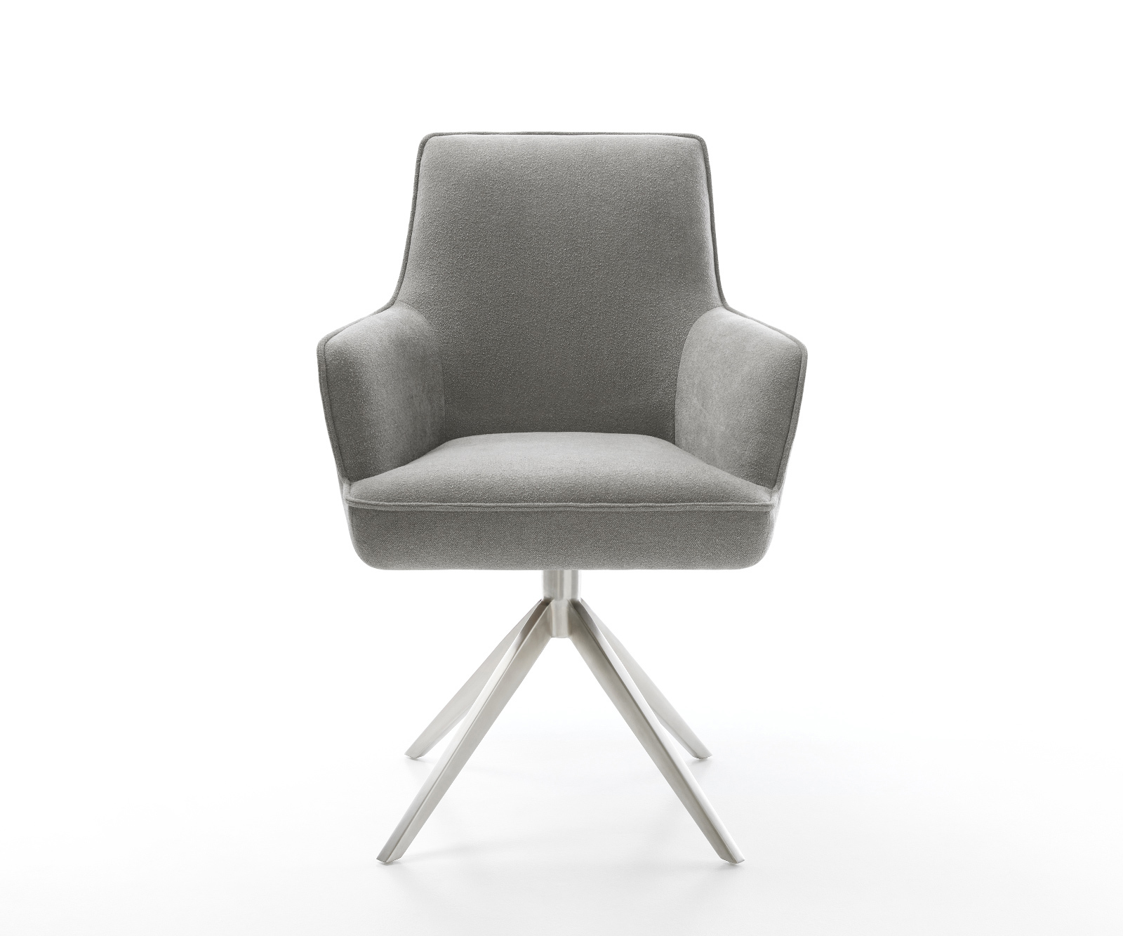 Étkezőszék Heira-Flex kárpitozott karfás strukturált szövet puha szürke kereszt láb széles rozsdamentes acél 360° forgatható billenő zsákrugós - Image 2