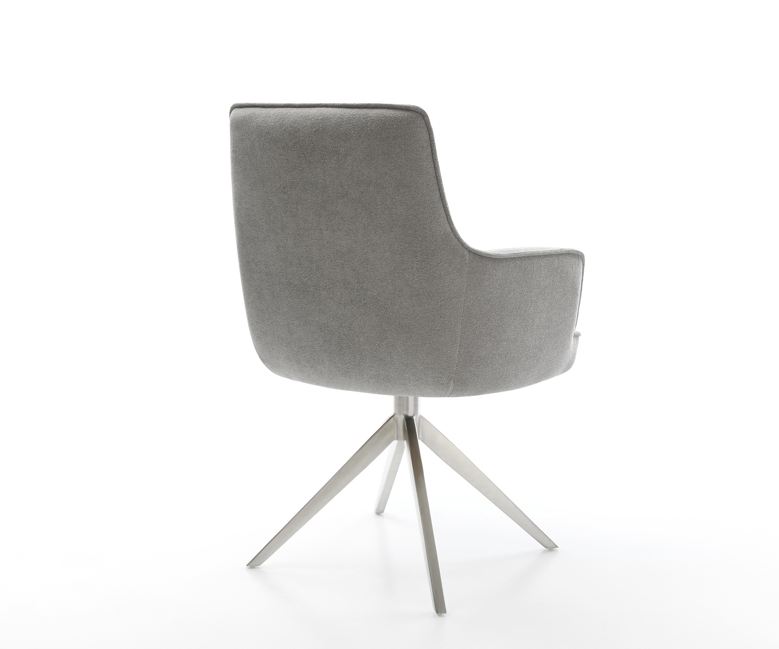 Étkezőszék Heira-Flex kárpitozott karfás strukturált szövet puha szürke kereszt láb széles rozsdamentes acél 360° forgatható billenő zsákrugós - Image 5