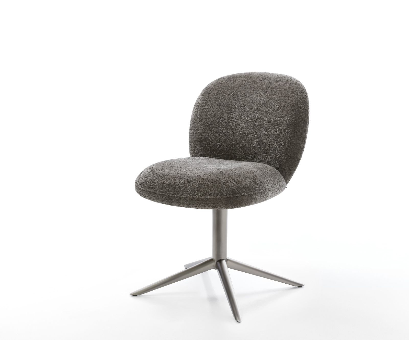 Étkezőszék Nube-Flex bouclé puha sötét bézs kereszt láb grafit 360° forgatható billenő zsákrugó