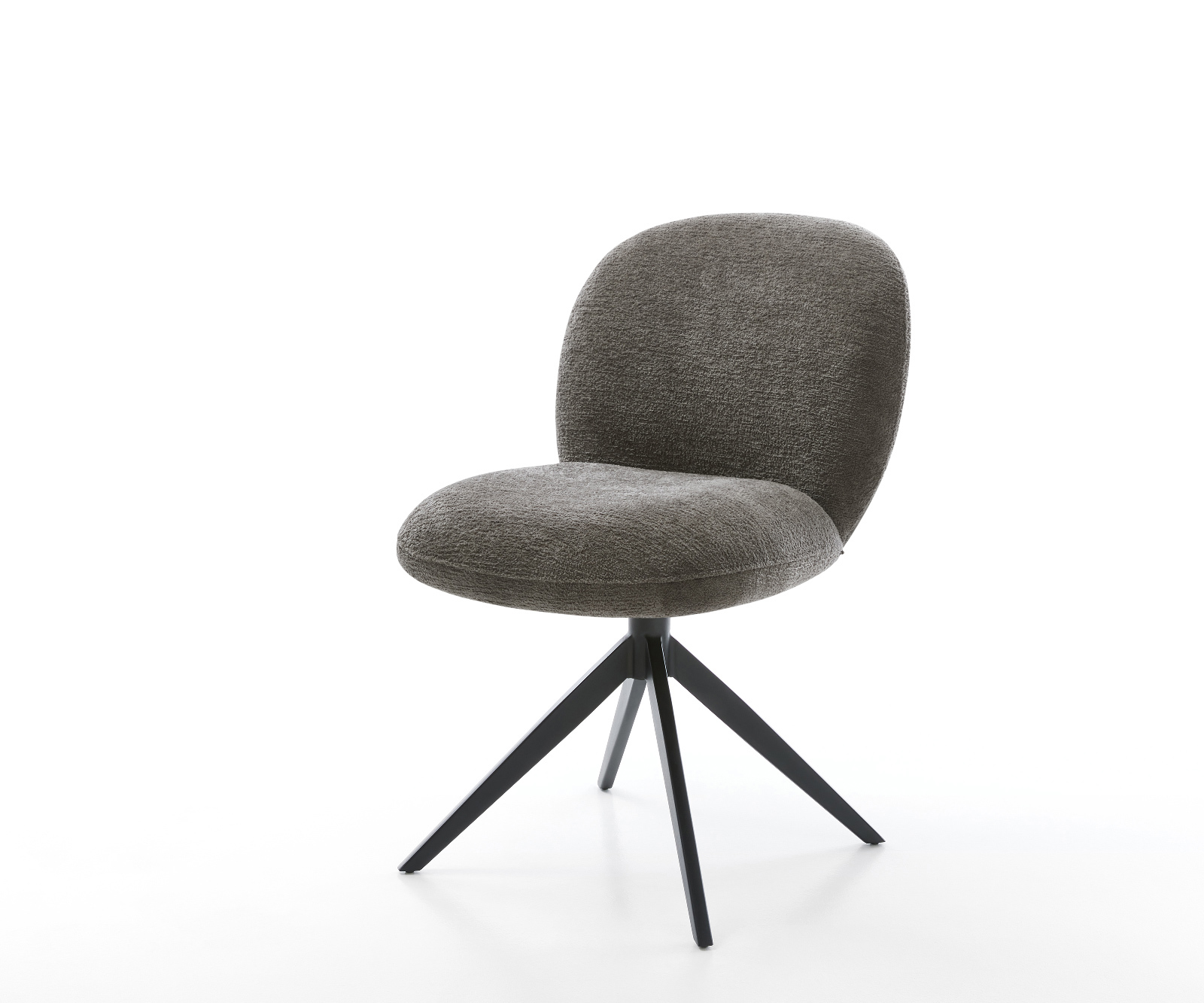 Étkezőszék Nube-Flex bouclé puha sötét bézs kereszt láb széles fekete 360° forgatható billenő zsákrugós matrac