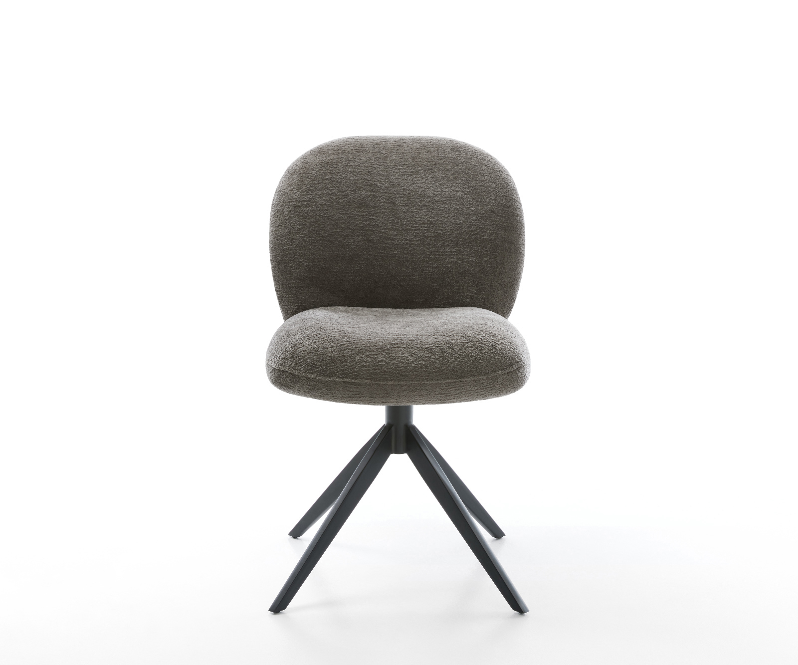 Étkezőszék Nube-Flex bouclé puha sötét bézs kereszt láb széles fekete 360° forgatható billenő zsákrugós matrac - Image 2