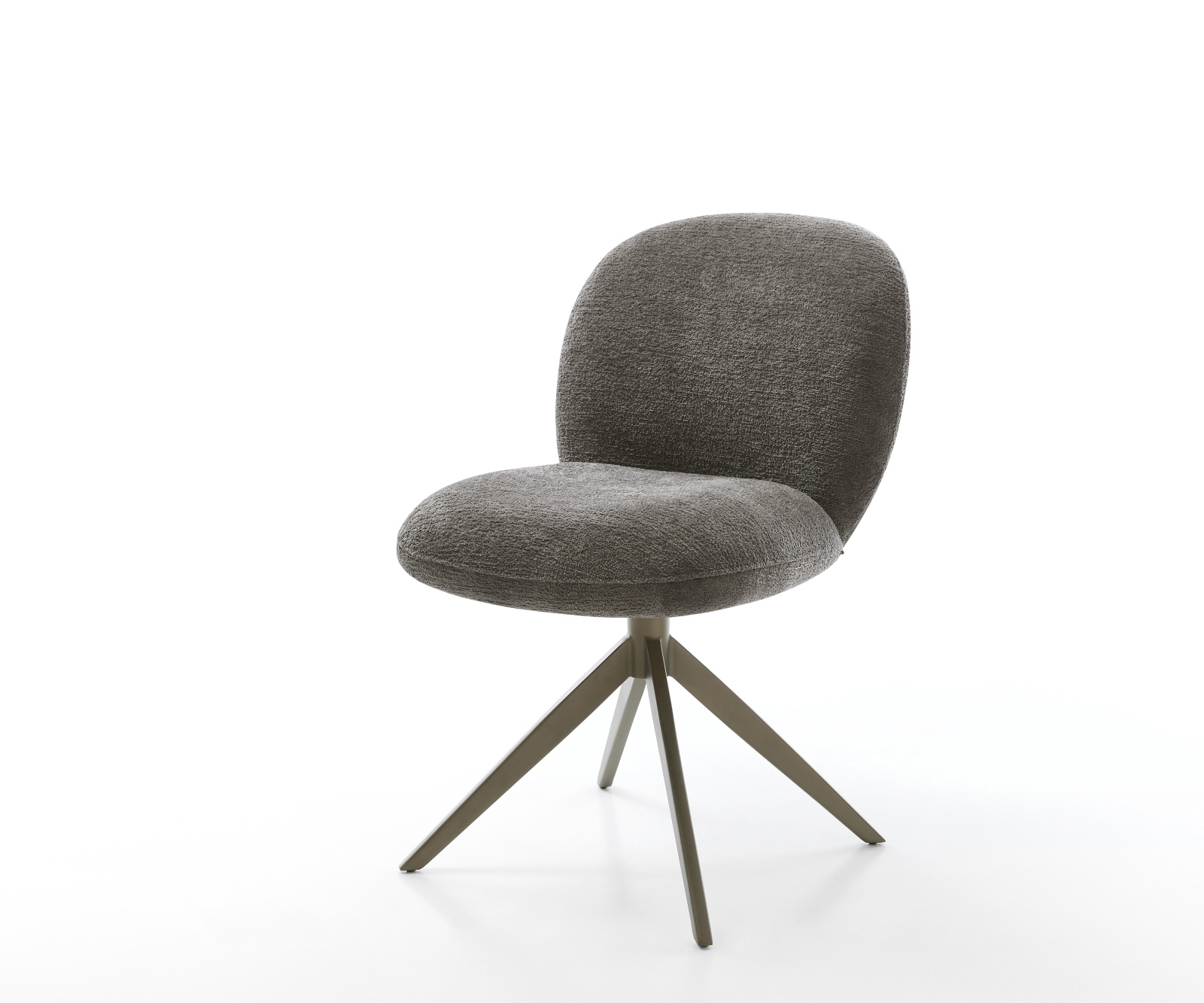 Étkezőszék Nube-Flex bouclé puha sötét bézs kereszt láb széles titán színű 360° forgatható billenő zsákrugós matrac