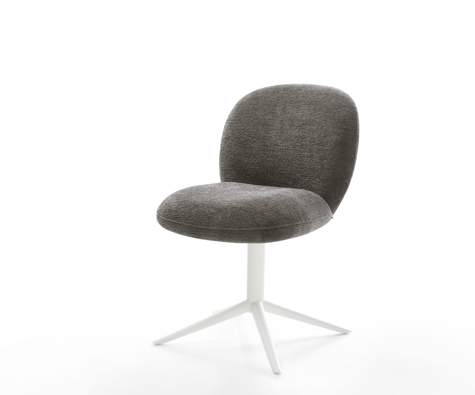 Étkezőszék Nube-Flex bouclé puha sötét bézs fehér kereszt láb 360° forgatható billenő zsákrugós matrac