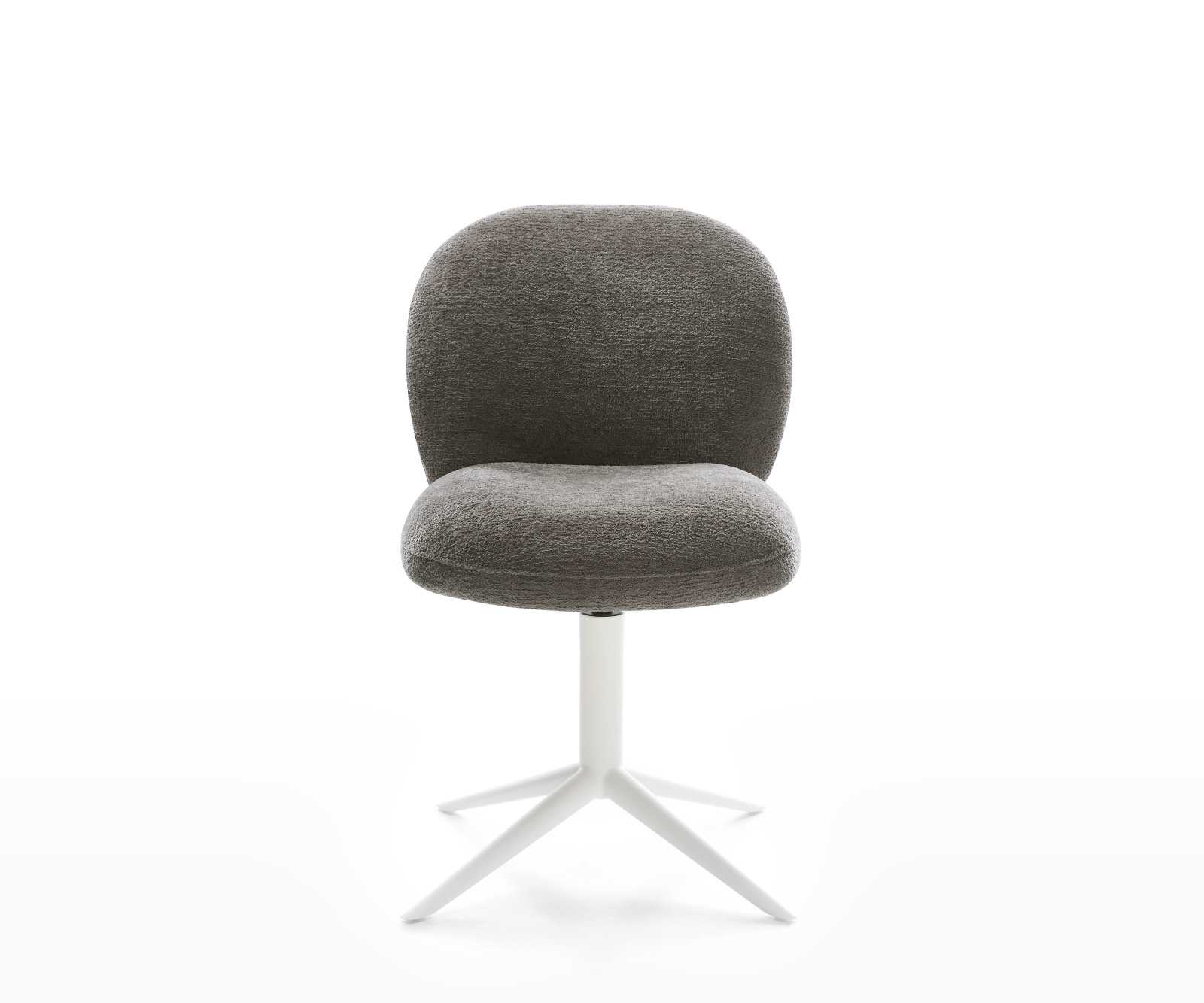 Étkezőszék Nube-Flex bouclé puha sötét bézs fehér kereszt láb 360° forgatható billenő zsákrugós matrac - Image 2