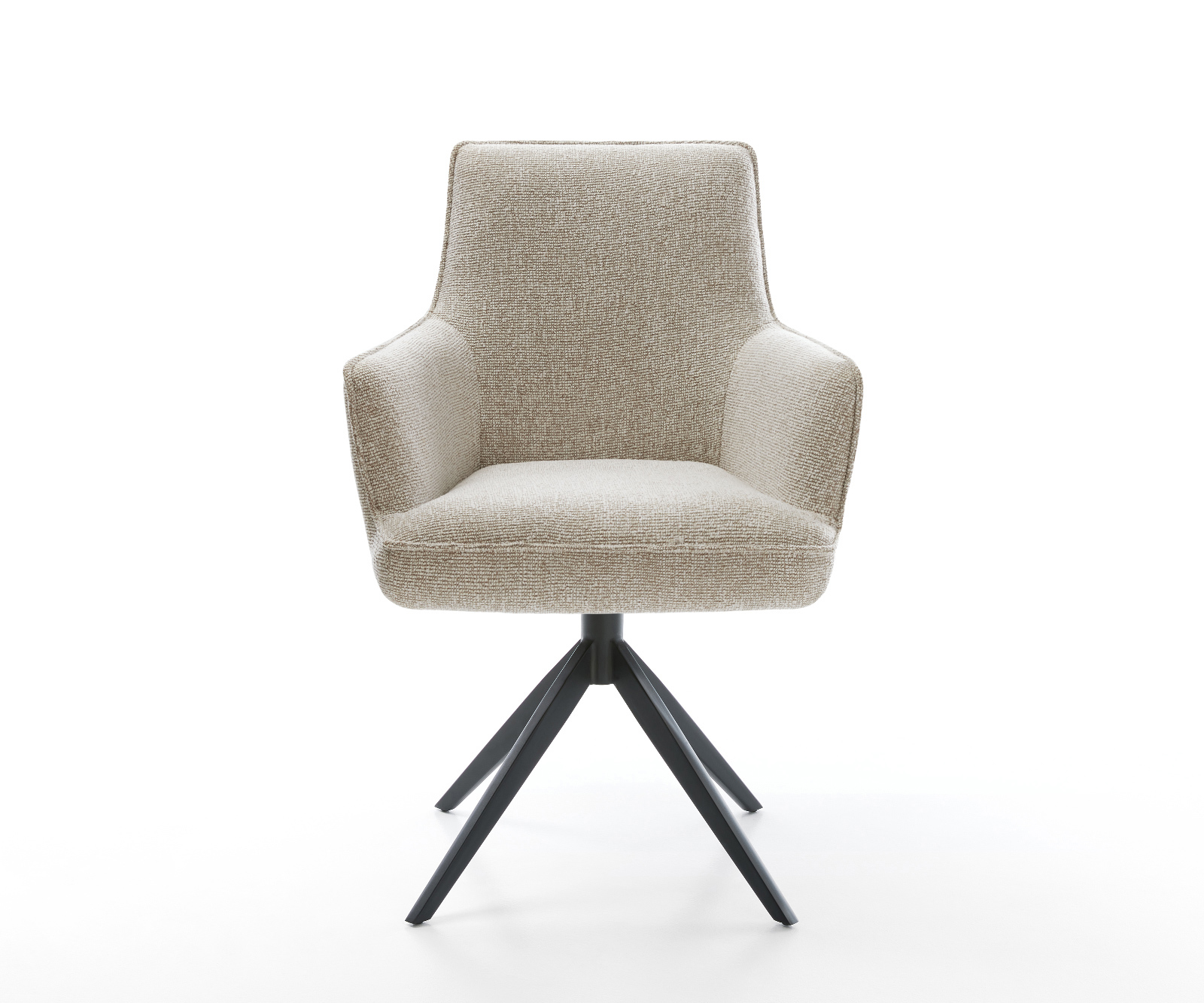 Étkezőszék Heira-Flex karfás szövettel puha bézs kereszt láb széles fekete 360° forgatható billenő zsákrugós matrac - Image 2