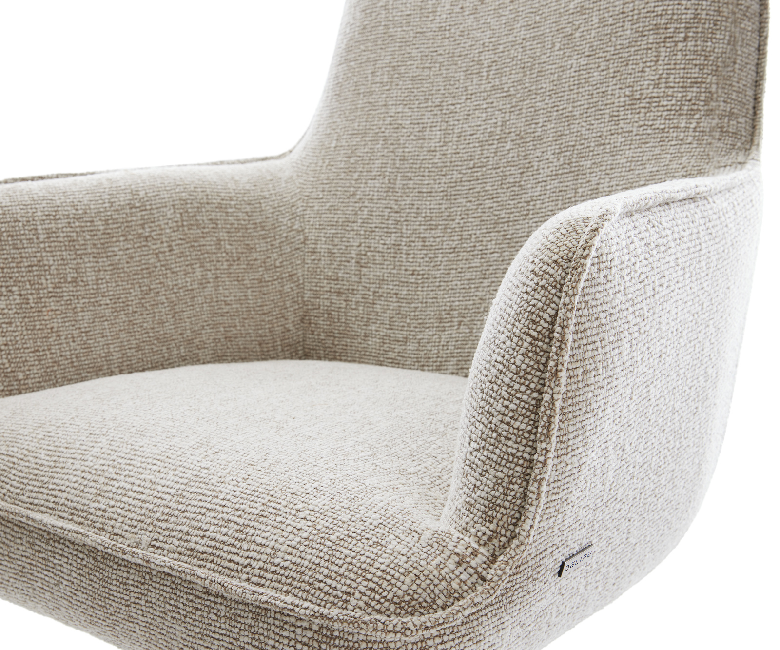 Étkezőszék Heira-Flex karfás szövettel puha bézs kereszt láb széles fekete 360° forgatható billenő zsákrugós matrac - Image 4