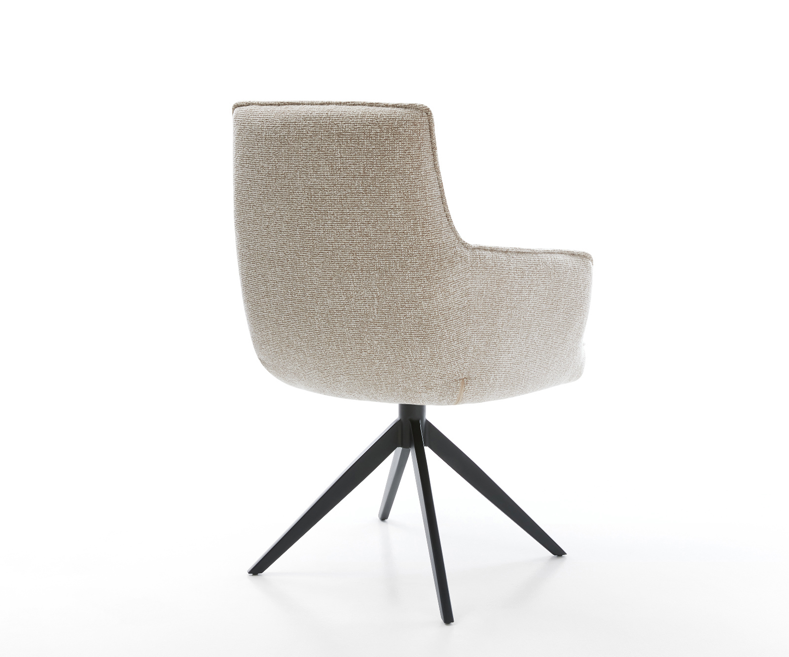 Étkezőszék Heira-Flex karfás szövettel puha bézs kereszt láb széles fekete 360° forgatható billenő zsákrugós matrac - Image 5