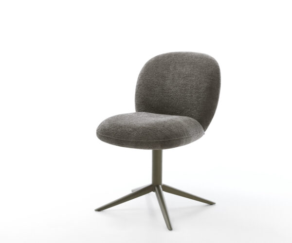 Étkezőszék Nube-Flex bouclé puha sötét bézs kereszt láb titánszínű hatvan fokban forgatható billenő zsákrugós matrac