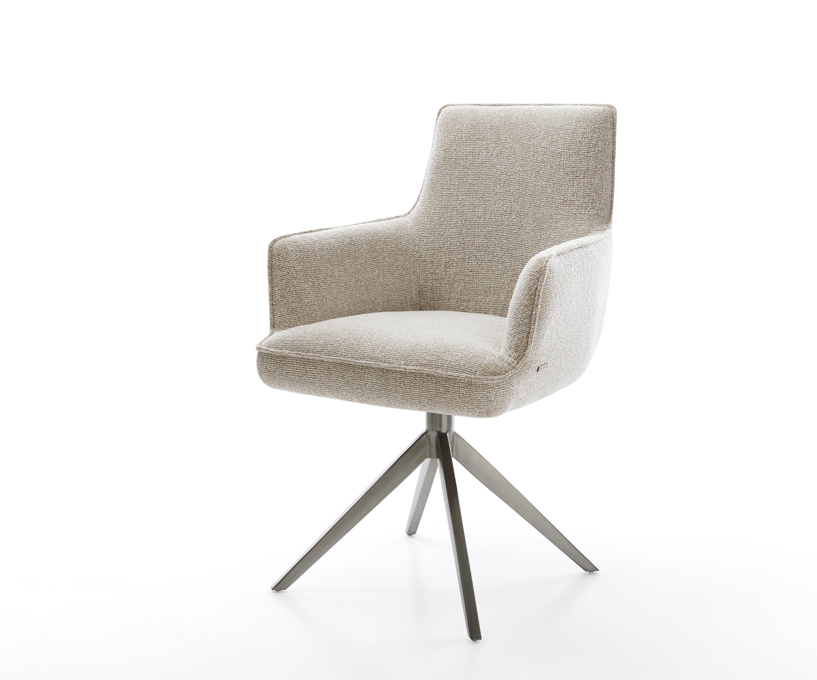 Étkezőszék Heira-Flex karfás szövettel puha bézs kereszt láb széles grafit 360° forgatható billenő zsákrugós matrac