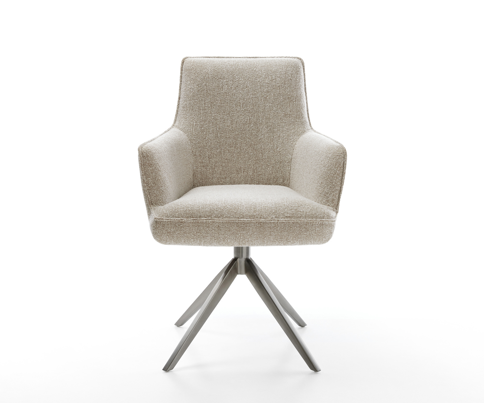 Étkezőszék Heira-Flex karfás szövettel puha bézs kereszt láb széles grafit 360° forgatható billenő zsákrugós matrac - Image 2