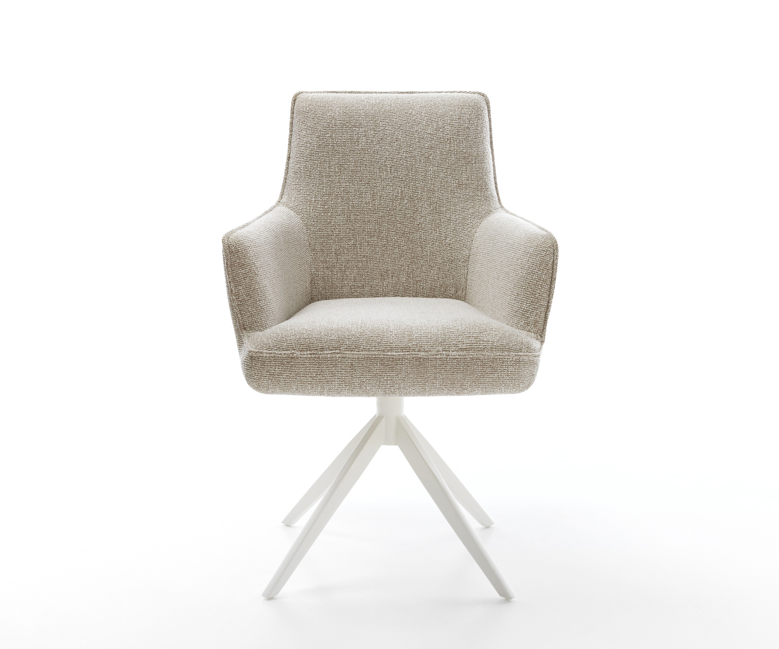 Étkezőszék Heira-Flex karfás szövetszövet puha bézs kereszt láb széles fehér 360°-ban forgatható billenő funkció zsákrugós matrac - Image 2