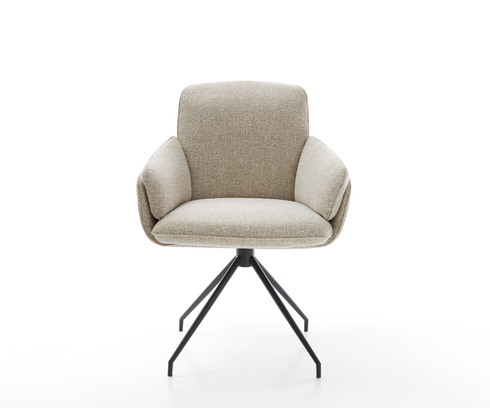 Étkezőszék Luan-Flex kárpitozott karfás szövetszövet puha bézs kereszt láb kúpos fekete - Image 2