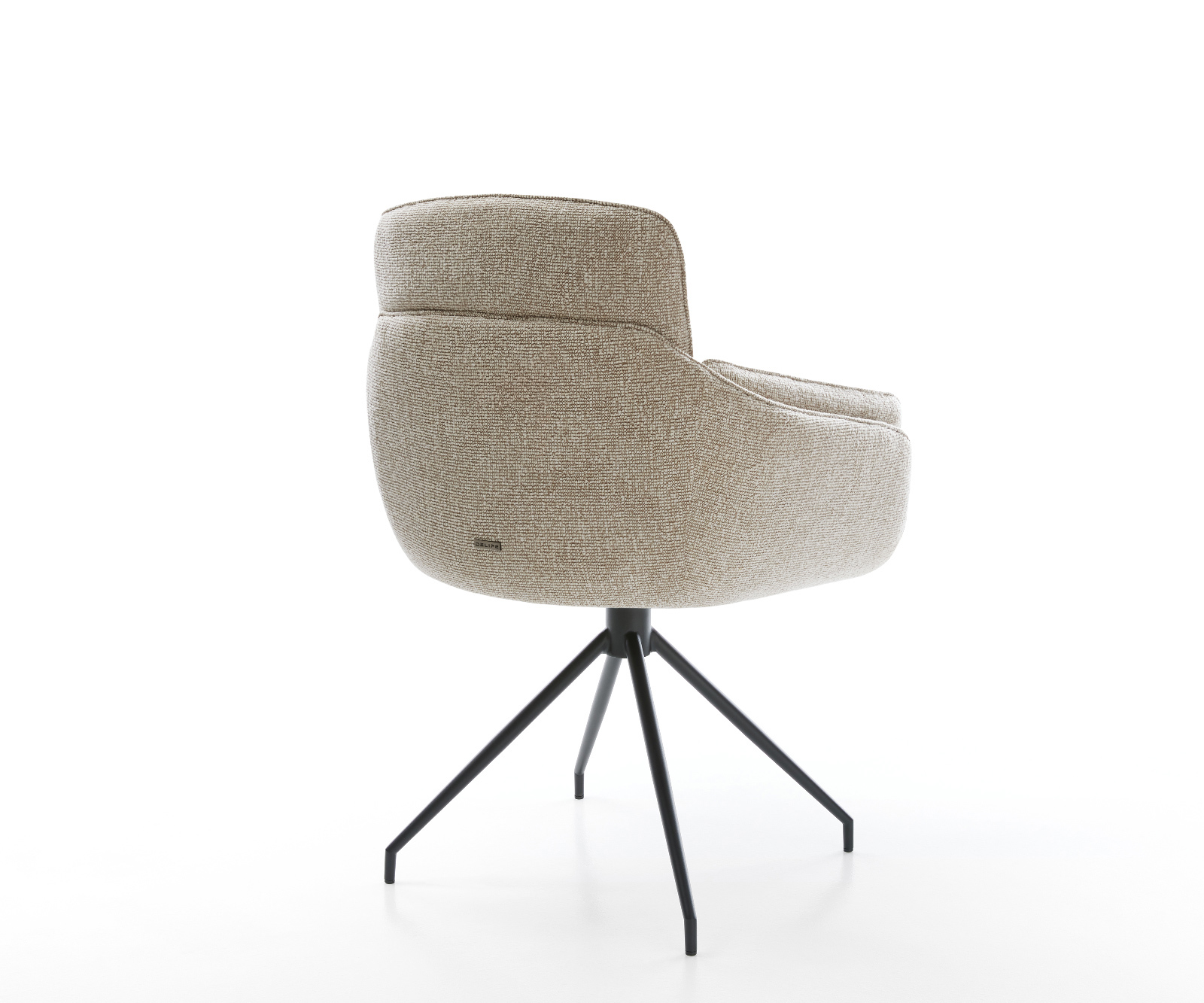 Étkezőszék Luan-Flex kárpitozott karfás szövetszövet puha bézs kereszt láb kúpos fekete - Image 5