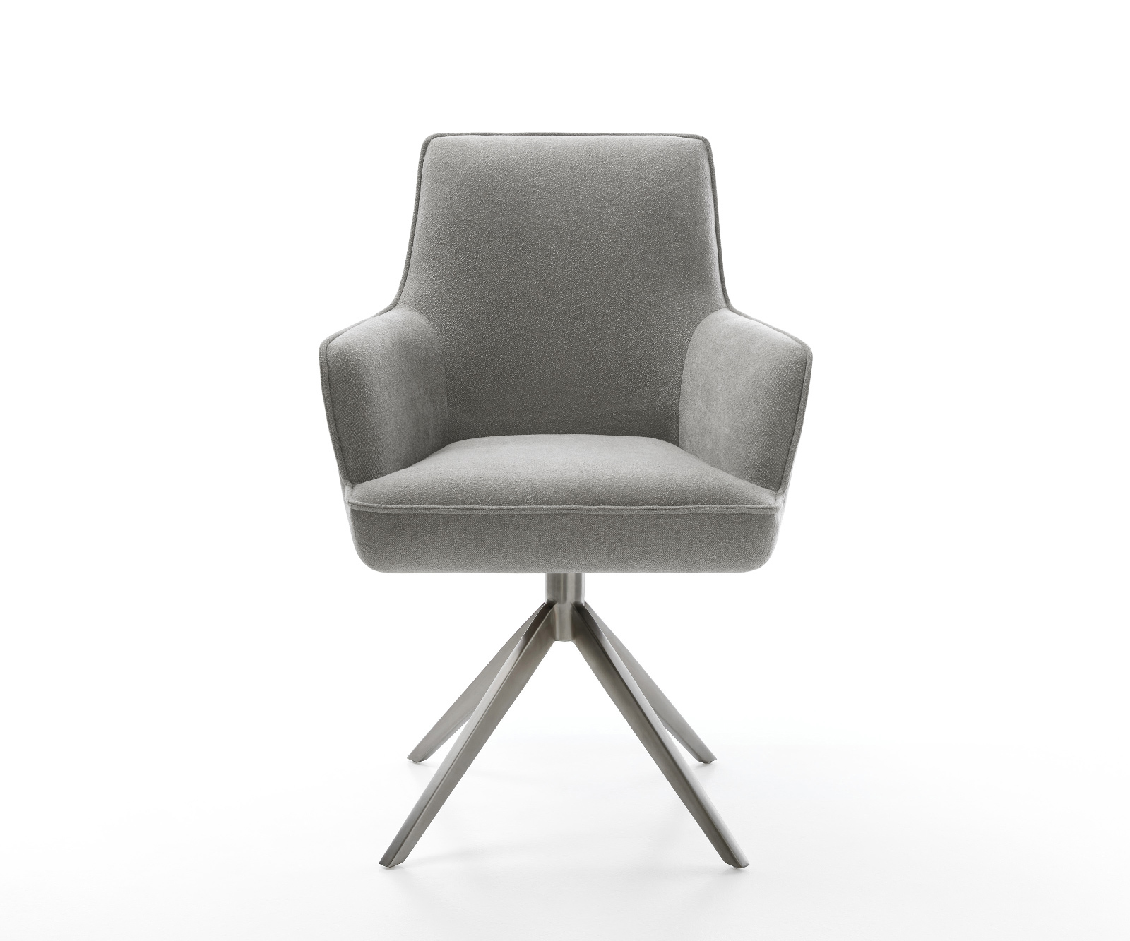 Étkezőszék Heira-Flex kárpitozott karfás strukturált szövet puha szürke kereszt láb széles grafit 360° forgatható billenő zsákrugós matrac - Image 2