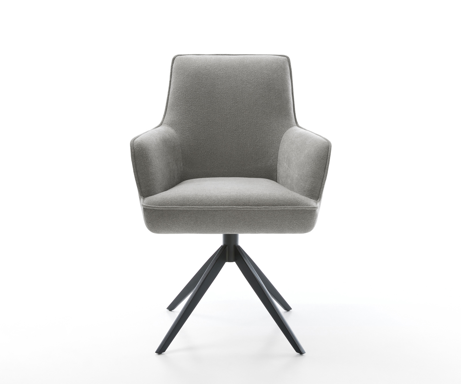 Étkezőszék Heira-Flex kárpitozott karfás strukturált szövet puha szürke kereszt láb széles fekete 360° forgatható billenő funkció zsákrugós matrac - Image 2