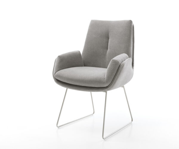 Étkezőszék Clea-Flex strukturált szövet puha szürke vékony fém láb