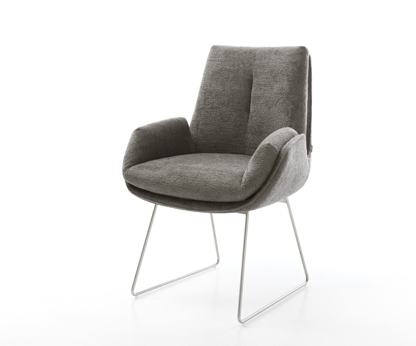 Étkezőszék Clea-Flex bouclé puha sötét bézs vékony láb rozsdamentes acél