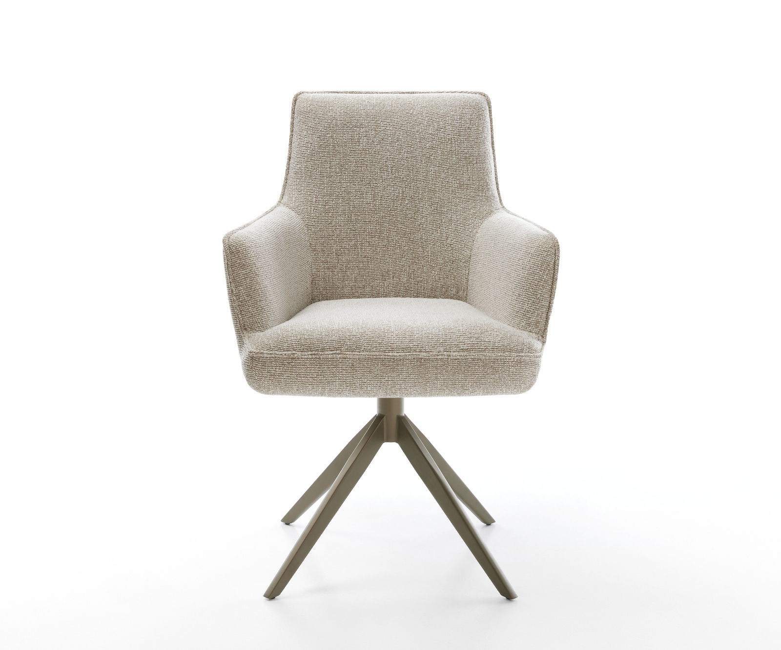 Étkezőszék Heira-Flex karfás szövetszövet puha bézs kereszt láb széles titánszínű hatás 360°-ban forgatható billenő zsákrugós - Image 2