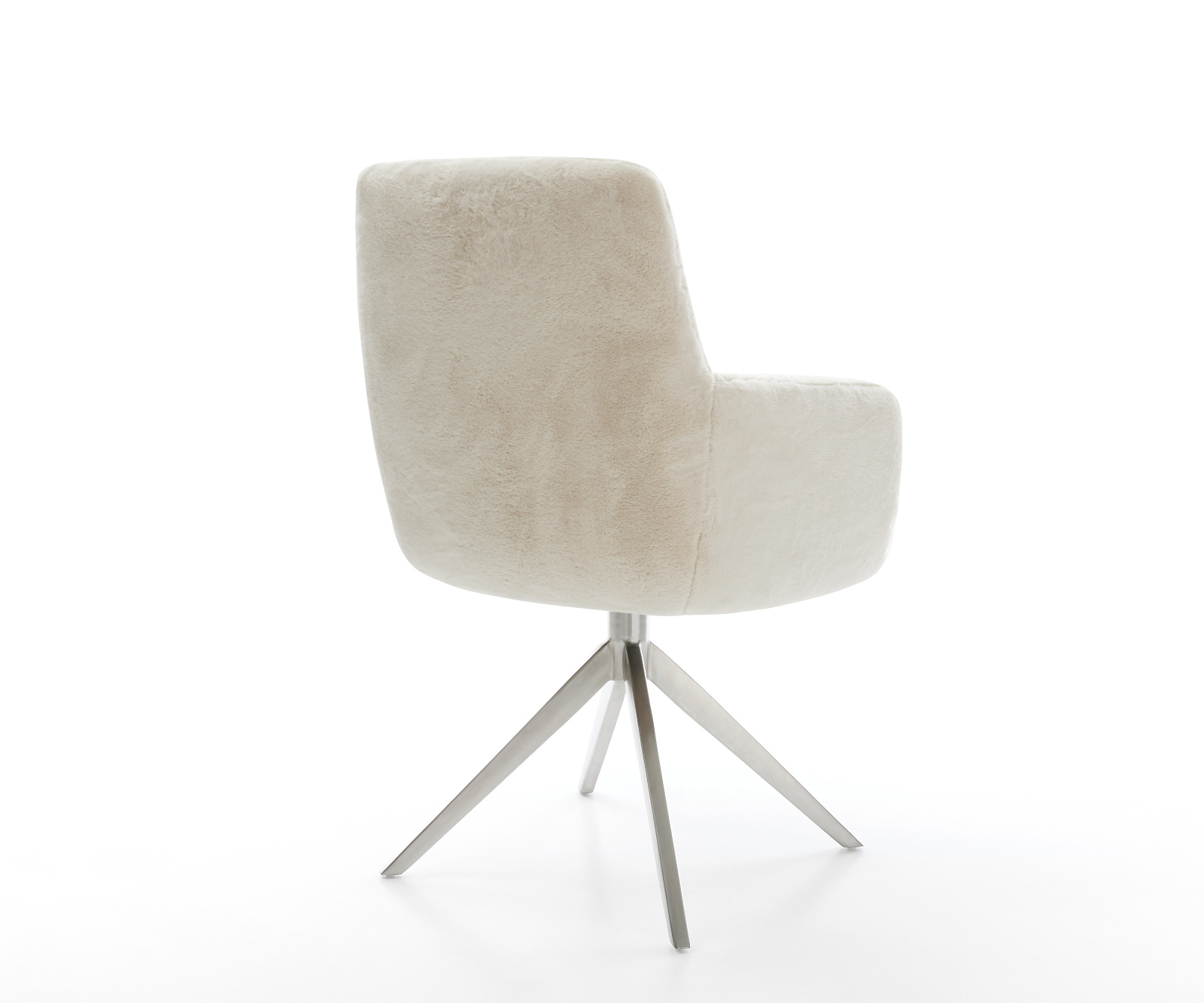 Étkezőszék Heira-Flex karfás plüss krémfehér széles kereszt láb rozsdamentes acél 360° forgatható billenő zsákrugós - Image 5