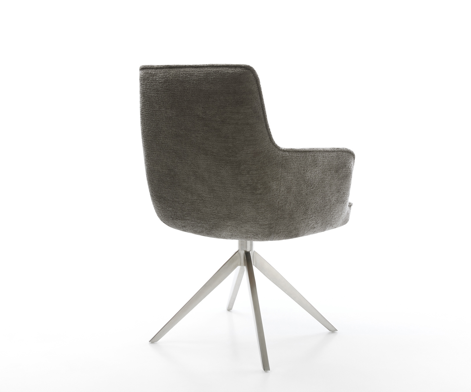 Étkezőszék Heira-Flex karfás bouclé puha sötét bézs kereszt láb széles rozsdamentes acél 360° forgatható billenő funkció zsákrugós matrac - Image 5