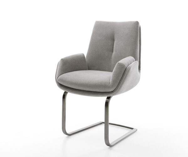 Étkezőszék Clea-Flex strukturált szövet puha szürke konzolos lapos antracit