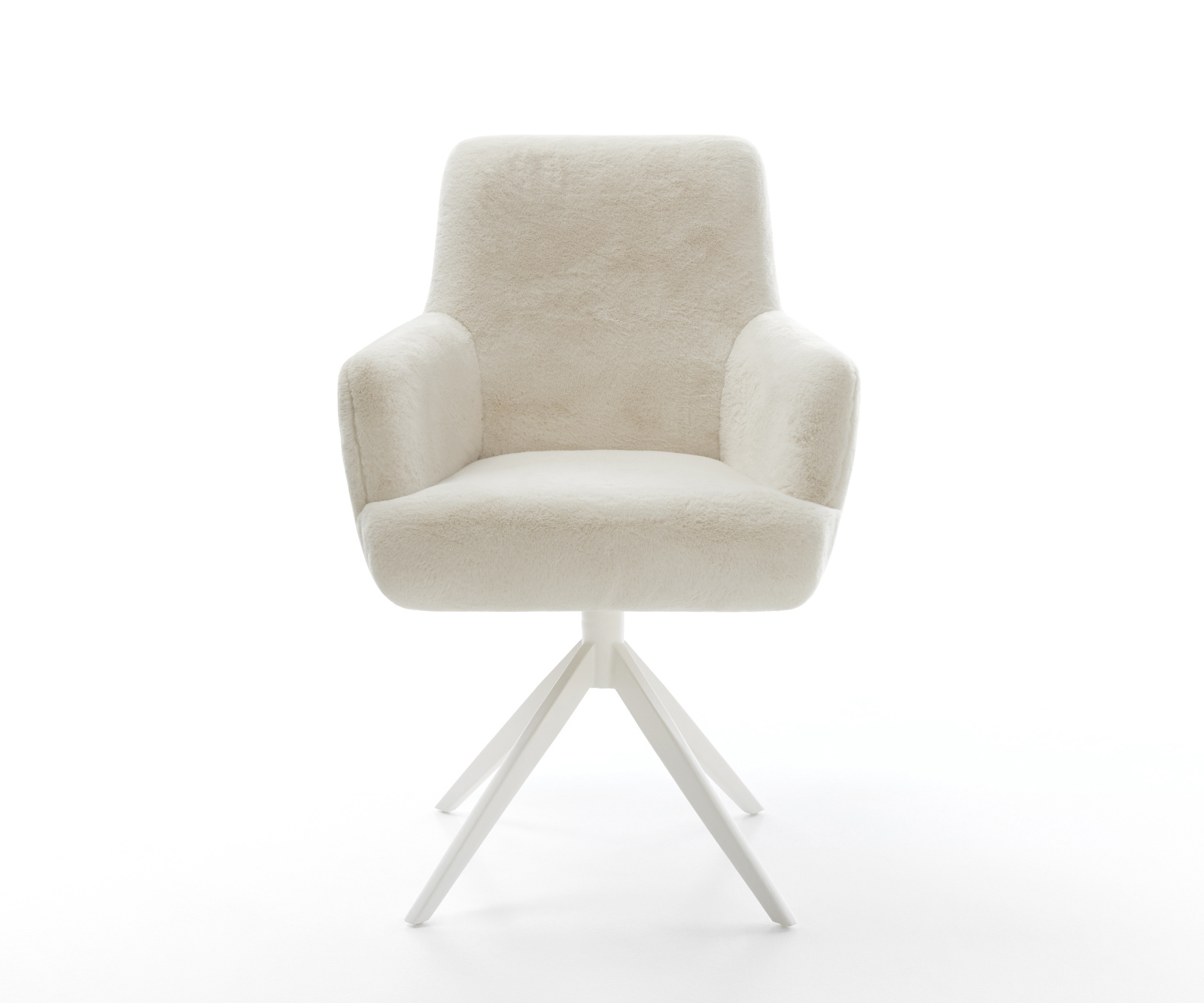 Étkezőszék Heira-Flex karfás plüss krémfehér kereszt láb széles fehér 360° forgatható billenő zsákrugós - Image 2