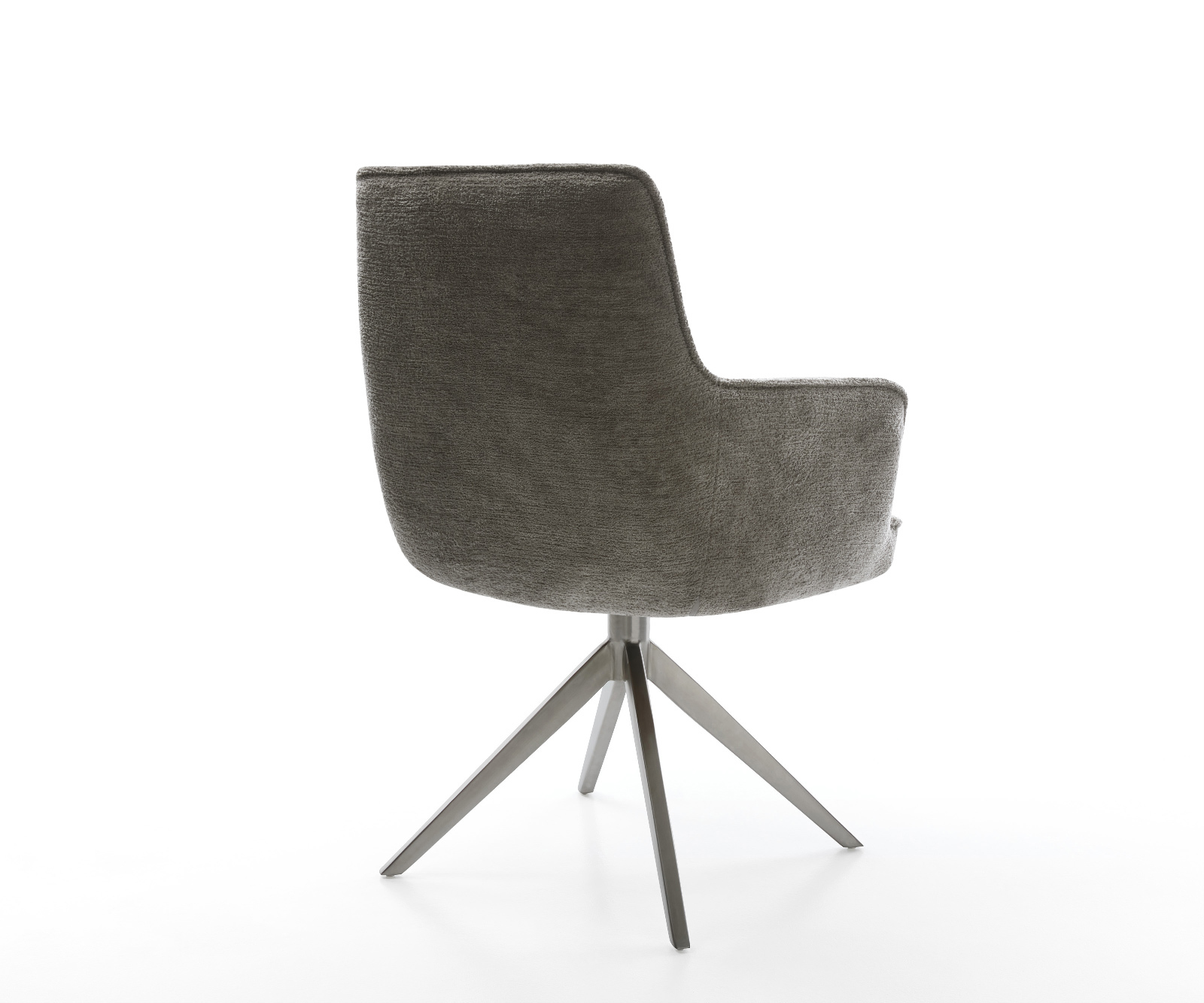 Étkezőszék Heira-Flex karfás bouclé puha sötét bézs kereszt láb széles grafit 360° forgatható hintamechanizmus zsákrugós matrac - Image 5