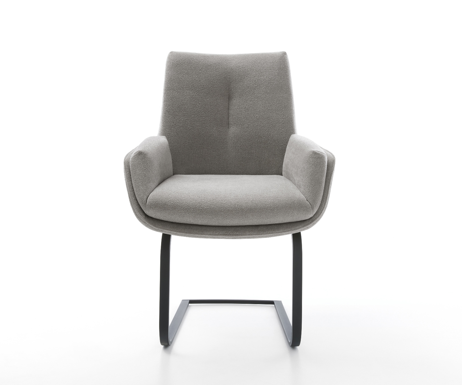 Étkezőszék Clea-Flex strukturált szövet puha szürke konzolos lapos fekete lábbal - Image 2